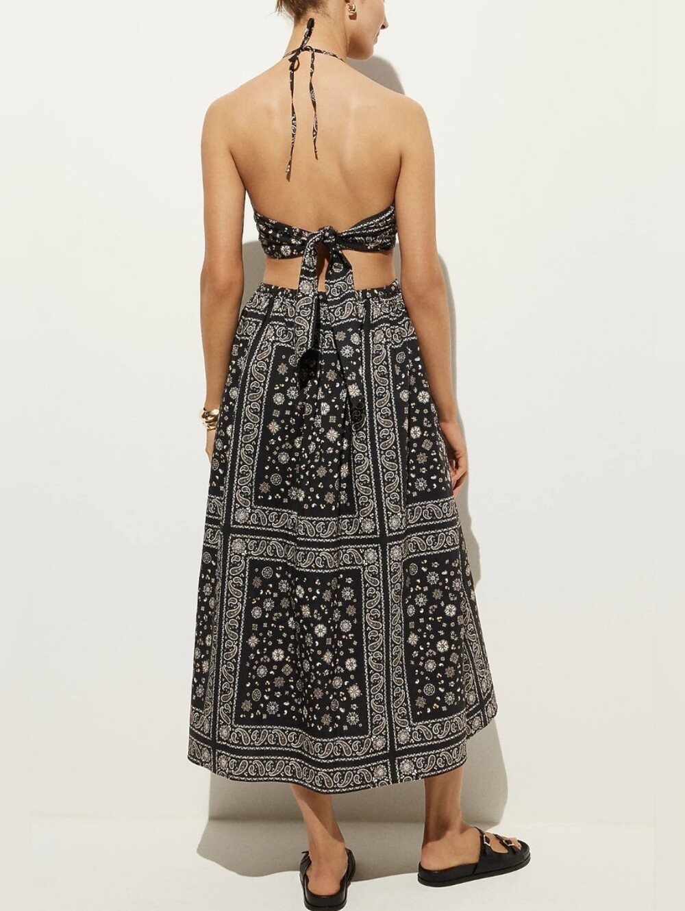J. Crew Side-cutout halter dress in bandana-print cotton poplin Size S - Picture 3 of 12